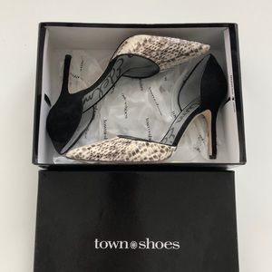Sam Edelman black and snakeskin heels size 8.5